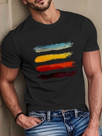 Tricou din bumbac mercerizat, imprimeu, guler rotund, mâneci scurte, croială regulată
