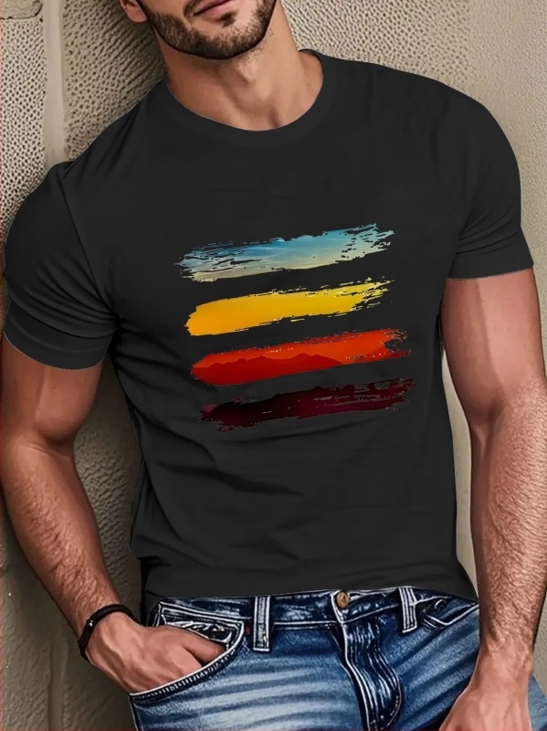 Tricou din bumbac mercerizat, imprimeu, guler rotund, mâneci scurte, croială regulată