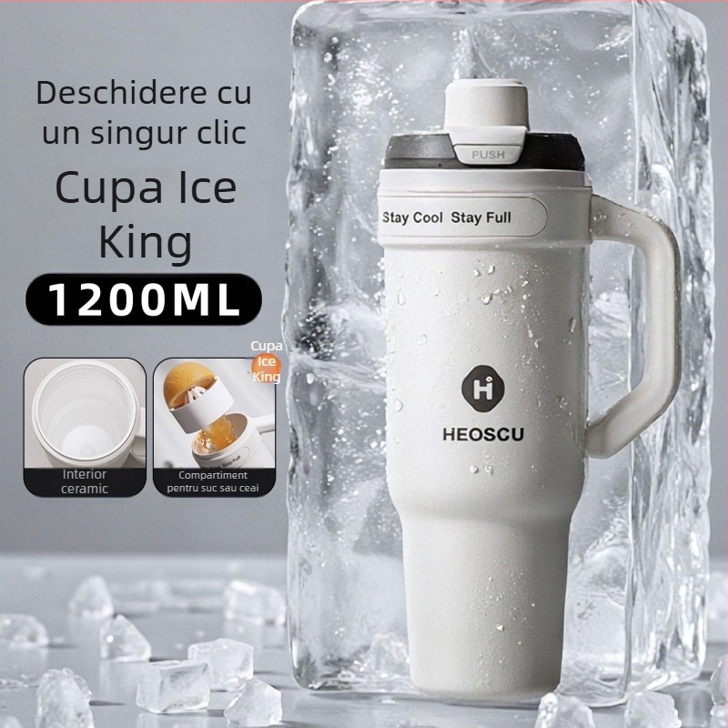 Ceașcă universală de băut cu pai, strecurător de ceai și design Ice Mug pentru adulți