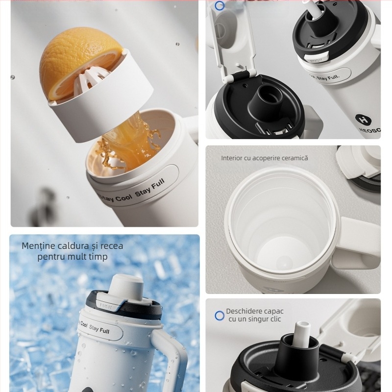 Ceașcă universală de băut cu pai, strecurător de ceai și design Ice Mug pentru adulți