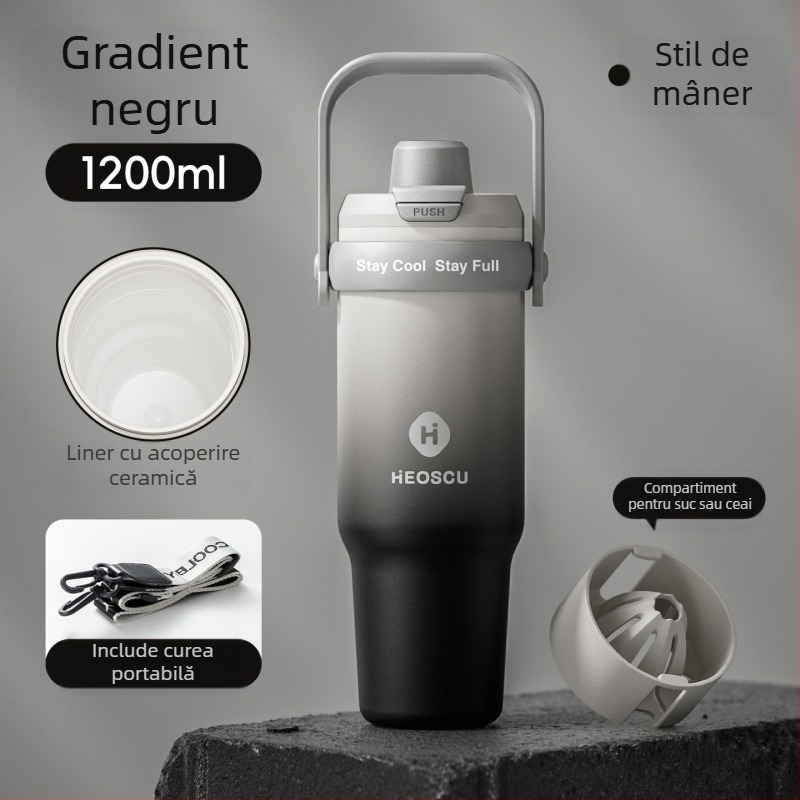 Ceașcă universală de băut cu pai, strecurător de ceai și design Ice Mug pentru adulți