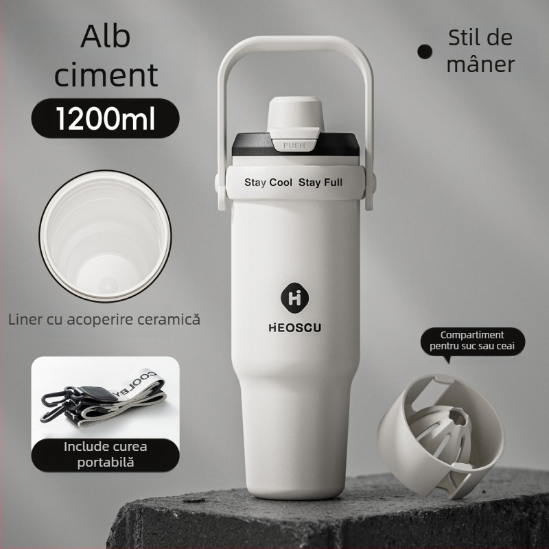 Ceașcă universală de băut cu pai, strecurător de ceai și design Ice Mug pentru adulți