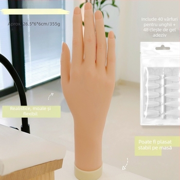 Model de mână pentru practică de manichiură, degete moi și flexibile — afișaj pentru unghii, instrument de artă a unghiilor