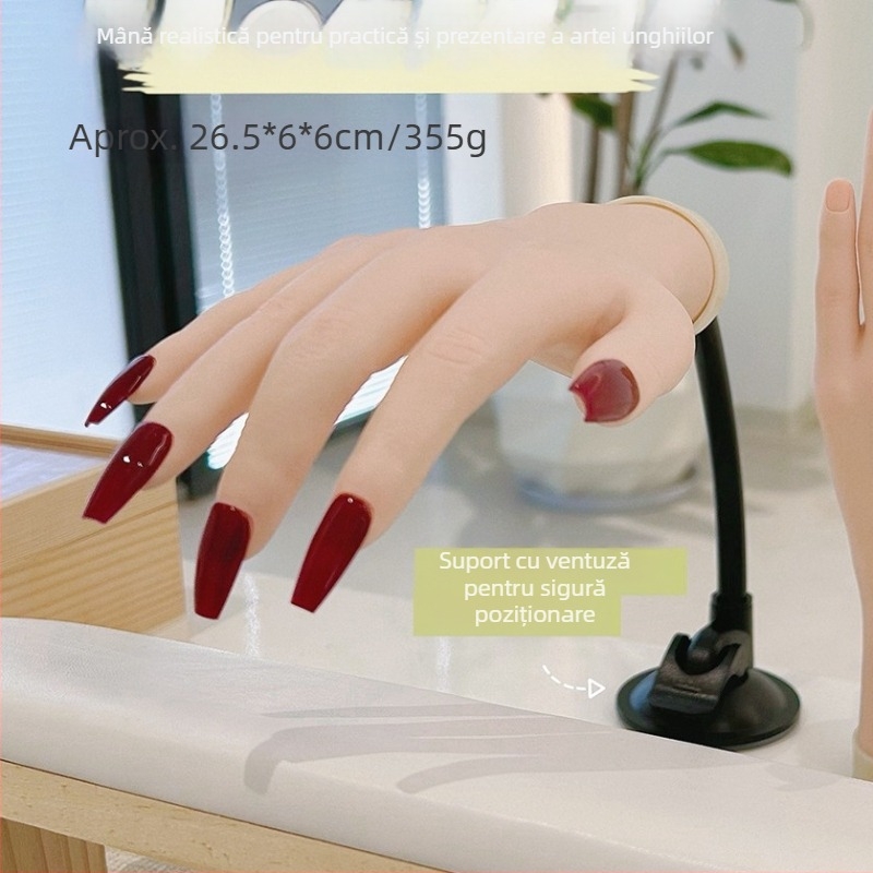 Model de mână pentru practică de manichiură, degete moi și flexibile — afișaj pentru unghii, instrument de artă a unghiilor