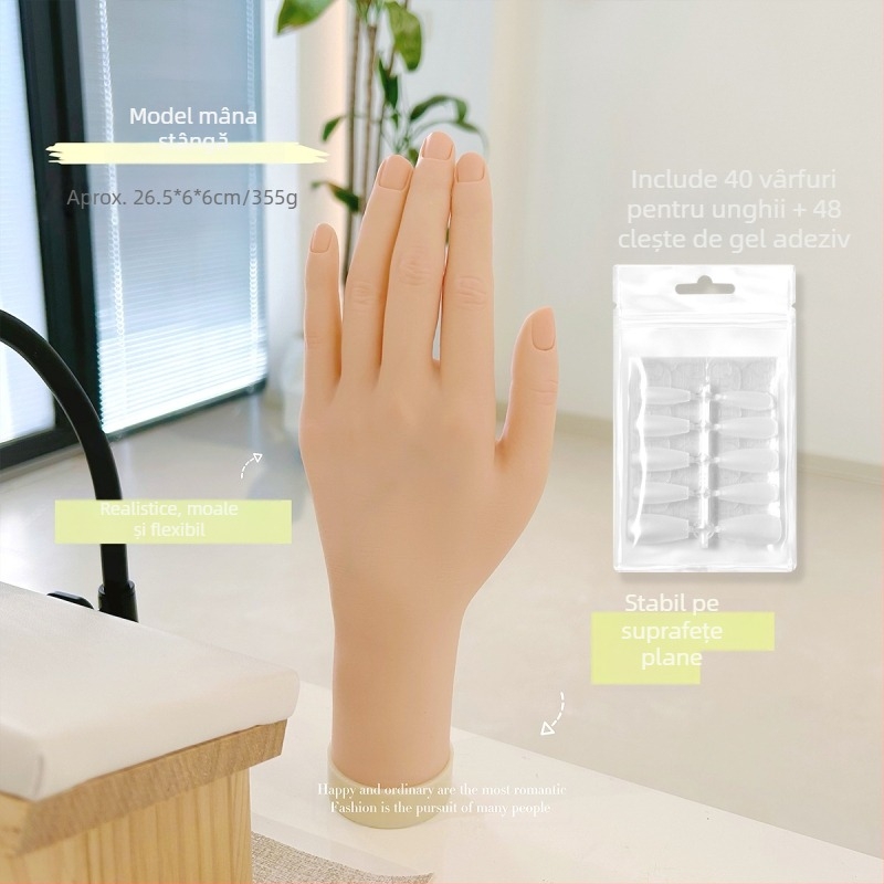 Model de mână pentru practică de manichiură, degete moi și flexibile — afișaj pentru unghii, instrument de artă a unghiilor
