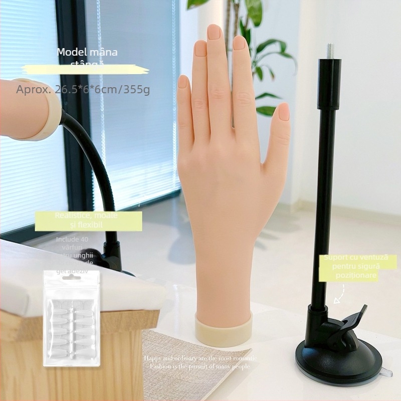 Model de mână pentru practică de manichiură, degete moi și flexibile — afișaj pentru unghii, instrument de artă a unghiilor