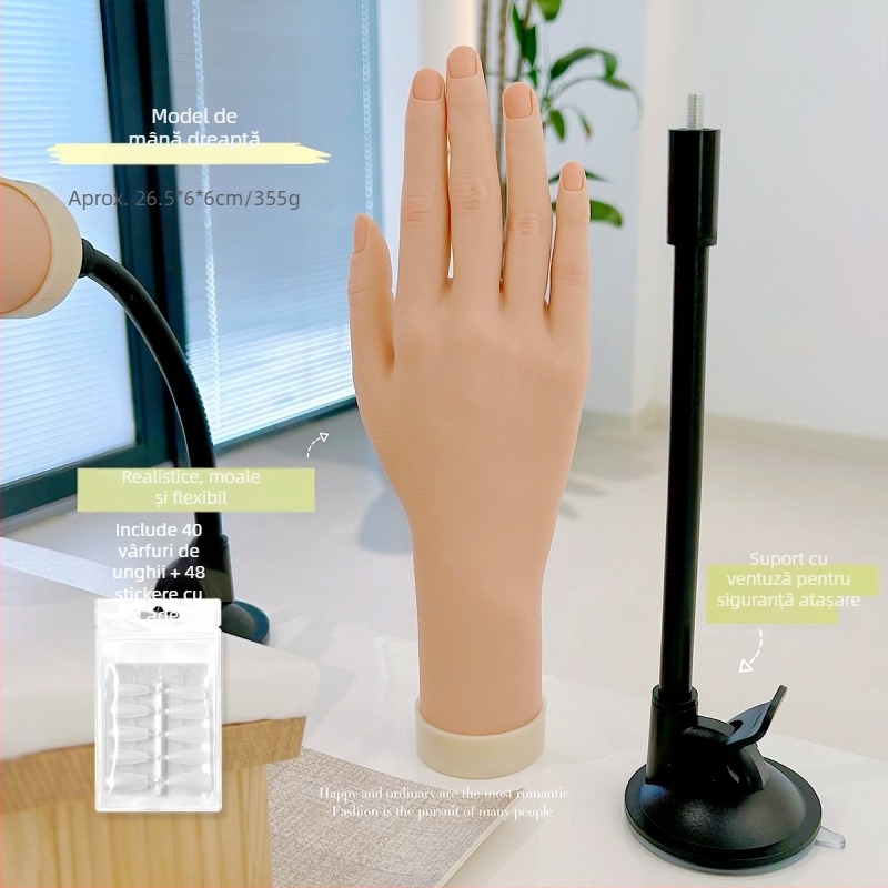 Model de mână pentru practică de manichiură, degete moi și flexibile — afișaj pentru unghii, instrument de artă a unghiilor