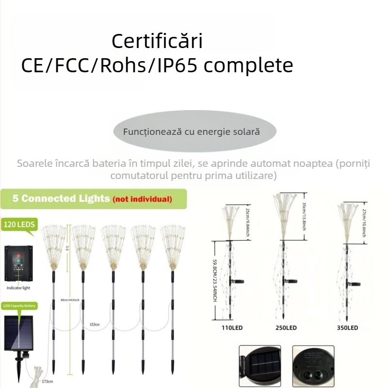 Lumină de grădină cu energie solară, set de patru piese cu conectare unu-la-patru, corp din oțel inoxidabil IP65, LED de 1W