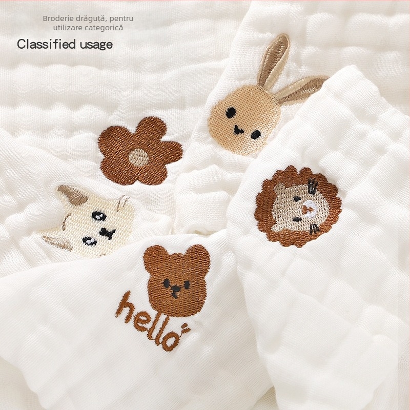  Bavete pentru salivație din bumbac ușor de vară, în formă pătrată, pentru copii 3–8 ani