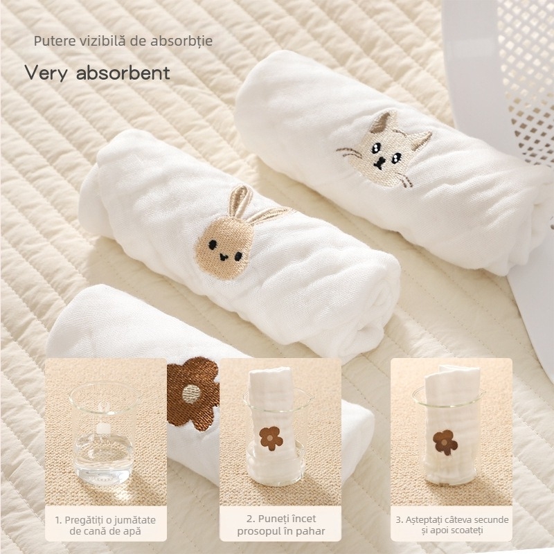  Bavete pentru salivație din bumbac ușor de vară, în formă pătrată, pentru copii 3–8 ani