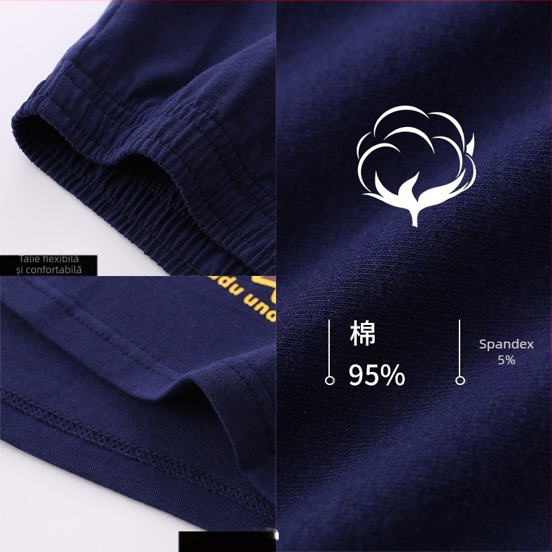 Boxer shorts pentru bărbați, din bumbac respirabil, talie medie, țesătură tricotată, 95-100% bumbac