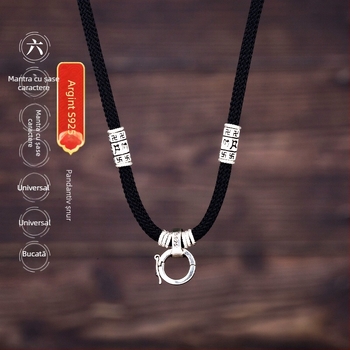 Colier unisex cu pandantiv, cataramă și șnur Passepartout (Material: Ornamente din argint; Origine: Utilizare generală; Marcă: Altă; Calitatea metalului prețios: Altă; An: Altul)