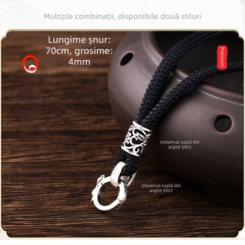 Colier unisex cu pandantiv, cataramă și șnur Passepartout (Material: Ornamente din argint; Origine: Utilizare generală; Marcă: Altă; Calitatea metalului prețios: Altă; An: Altul)