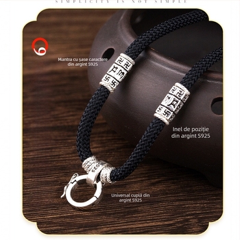 Colier unisex cu pandantiv, cataramă și șnur Passepartout (Material: Ornamente din argint; Origine: Utilizare generală; Marcă: Altă; Calitatea metalului prețios: Altă; An: Altul)