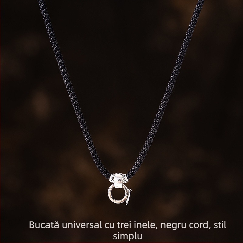 Colier unisex cu pandantiv, cataramă și șnur Passepartout (Material: Ornamente din argint; Origine: Utilizare generală; Marcă: Altă; Calitatea metalului prețios: Altă; An: Altul)