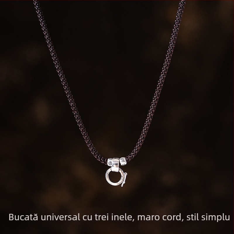 Colier unisex cu pandantiv, cataramă și șnur Passepartout (Material: Ornamente din argint; Origine: Utilizare generală; Marcă: Altă; Calitatea metalului prețios: Altă; An: Altul)