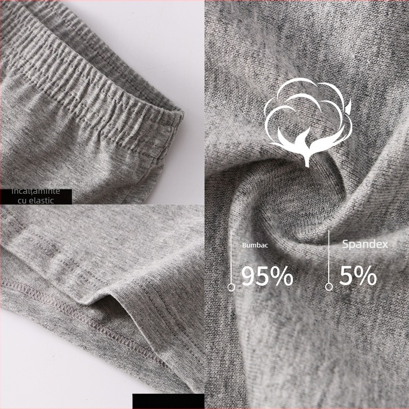 Boxeri bărbați din bumbac, croială lejeră, talie medie, culoare solidă – 95–100% bumbac, căptușeală în zona inghinală din bumbac