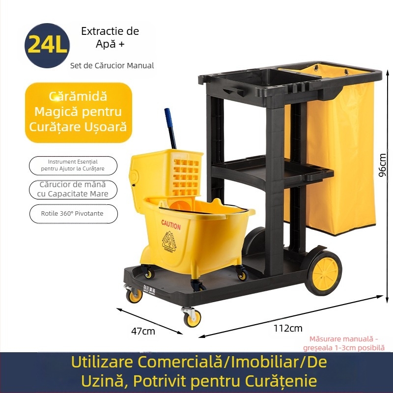 Găleată pentru mop cu mecanism de stoarcere răsucitoare; mop din bumbac; tijă din plastic; randament de uscare 80-90%; capacitate de încărcare sub 10 kg
