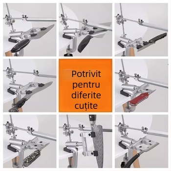 Acuțitor de cuțite cu unghi fix, multifuncțional, din aliaj de zinc