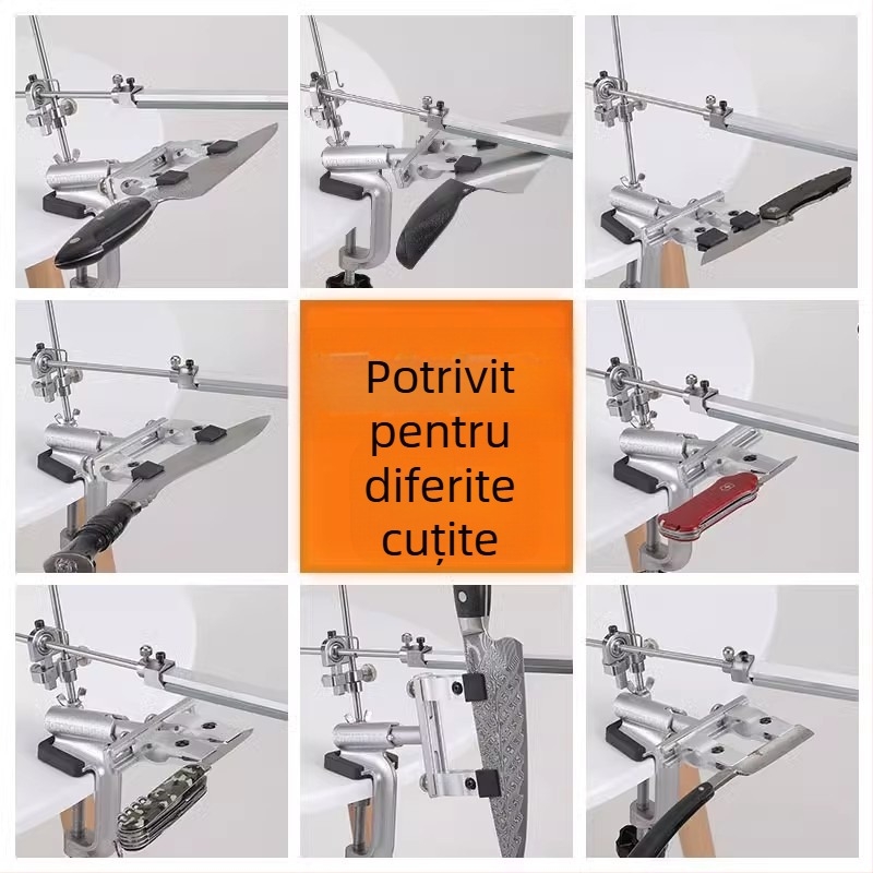 Acuțitor de cuțite cu unghi fix, multifuncțional, din aliaj de zinc