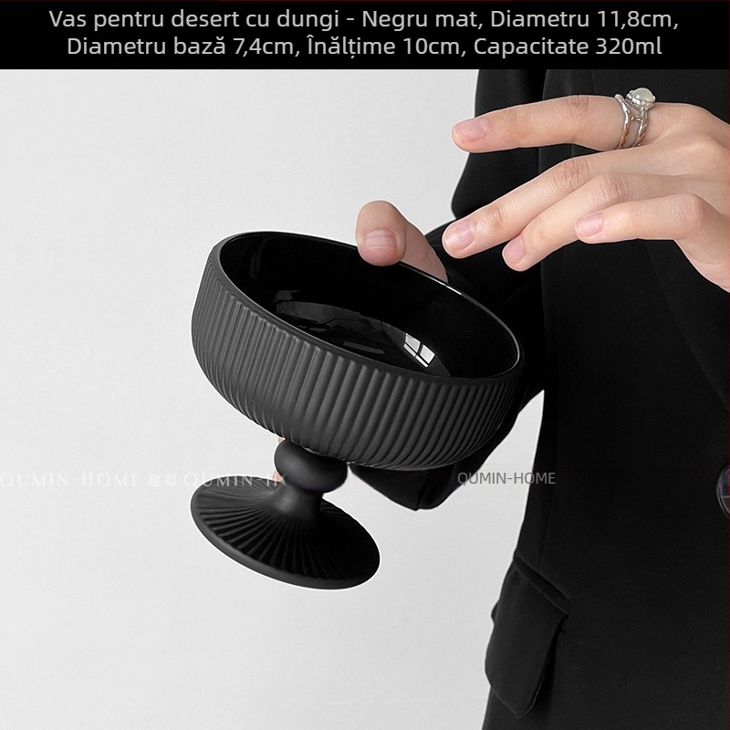 Cupe de desert din sticlă, pentru iaurt și înghețată, rotundă, cu un singur strat, fabricată manual.