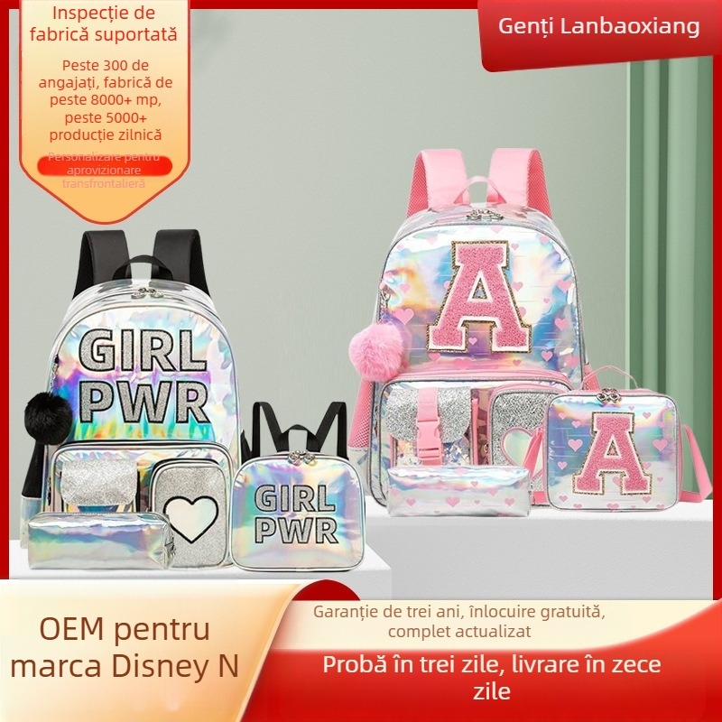 Rucsac unisex din PU, cu model litere brodate, ușor pentru utilizare zilnică, închidere cu fermoar, curele duble, capacitate sub 20L, buzunar intern cu fermoar