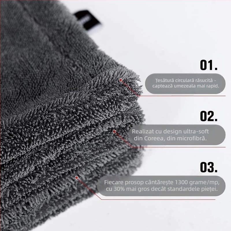 Prosop de curățare pentru mașină - cu două fețe, absorbant, microfibră Isunpro (Material: Microfibră; Brand: Isunpro; Tip: Prosop auto)