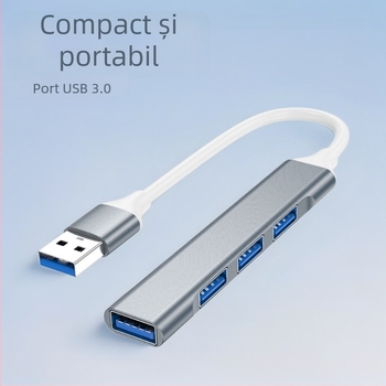 HSF Hub USB-C cu patru porturi pentru laptop, USB 3.2 Gen 1, 5 Gbps, cablu 15,5 cm