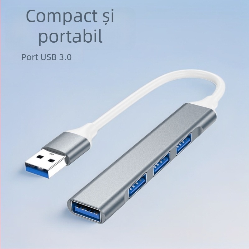 HSF Hub USB-C cu patru porturi pentru laptop, USB 3.2 Gen 1, 5 Gbps, cablu 15,5 cm