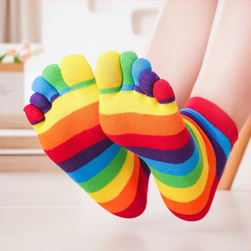 Șosete colorate cu degete, din bumbac, lungime scurtă până la gleznă, pentru femei, absorb transpirația și încălzesc pentru toamnă și iarnă