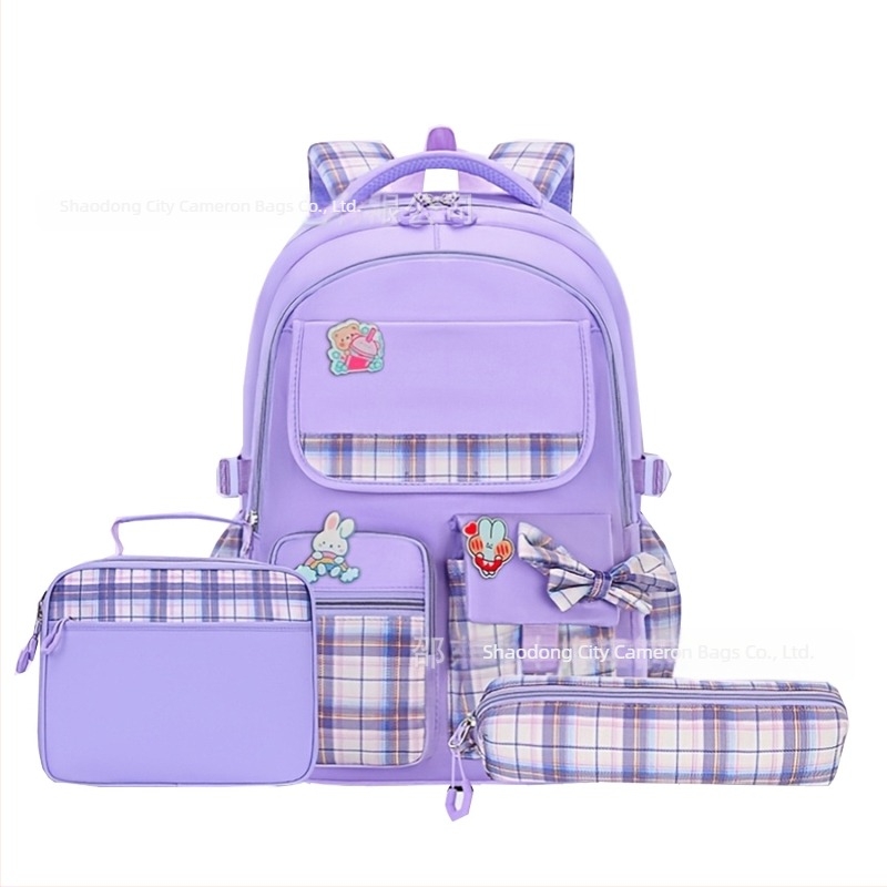 Cameron rucsac pentru fete, clasele 1–6, capacitate mare, set de 3 piese: rucsac, geantă de prânz, penar