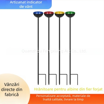 Stație metalică de udare pentru albine cu ceașcă — decor de grădină exterior, vas colorat pentru baie cu fluturi