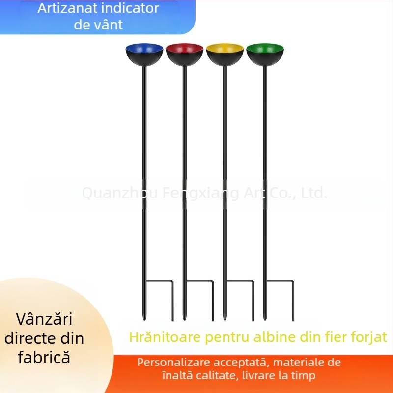 Stație metalică de udare pentru albine cu ceașcă — decor de grădină exterior, vas colorat pentru baie cu fluturi