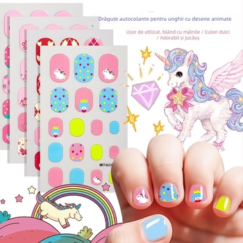 Set de stickere pentru unghii pentru copii Zhengxiang – animale drăguțe și fructe pentru DIY manichiură