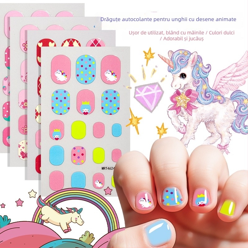Set de stickere pentru unghii pentru copii Zhengxiang – animale drăguțe și fructe pentru DIY manichiură