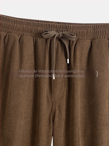 Pantaloni casual pentru bărbați din corduroy, cu un buzunar posterior aplicat, croială dreaptă, primăvară și toamnă