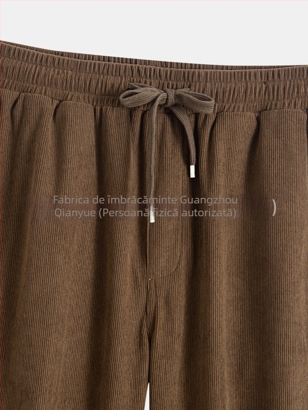 Pantaloni casual pentru bărbați din corduroy, cu un buzunar posterior aplicat, croială dreaptă, primăvară și toamnă
