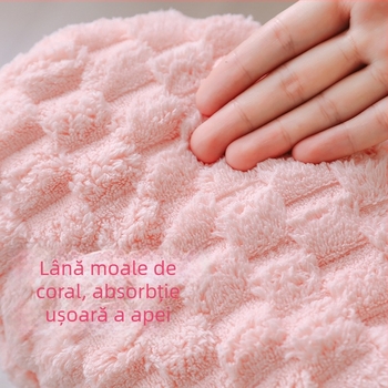 Șapcă pentru uscat părul cu model nor din fleece coral absorbent și gros 2025 model nou capac de uscat păr din fleece Golden Turtle