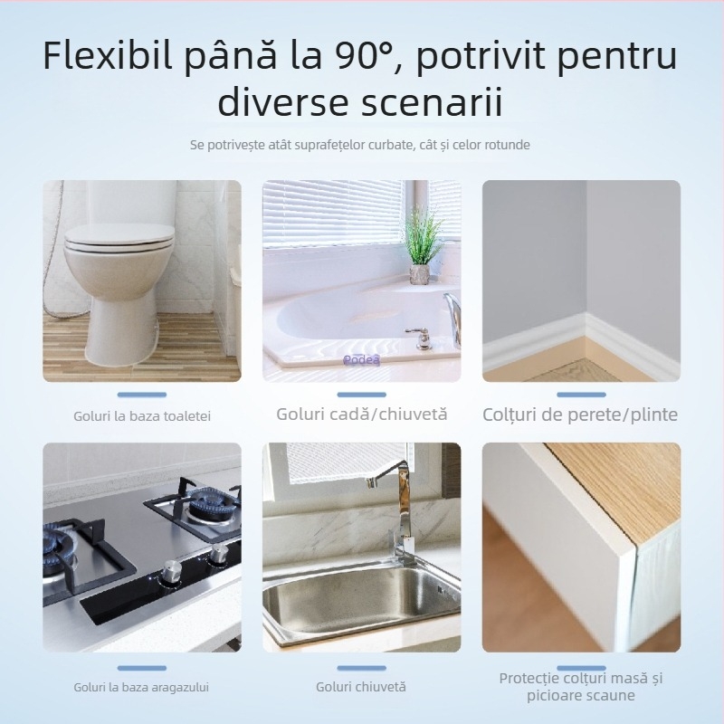 Bandă hidroizolantă de etanșare, rezistentă la mucegai, pentru chiuvete de bucătărie, băi și toalete