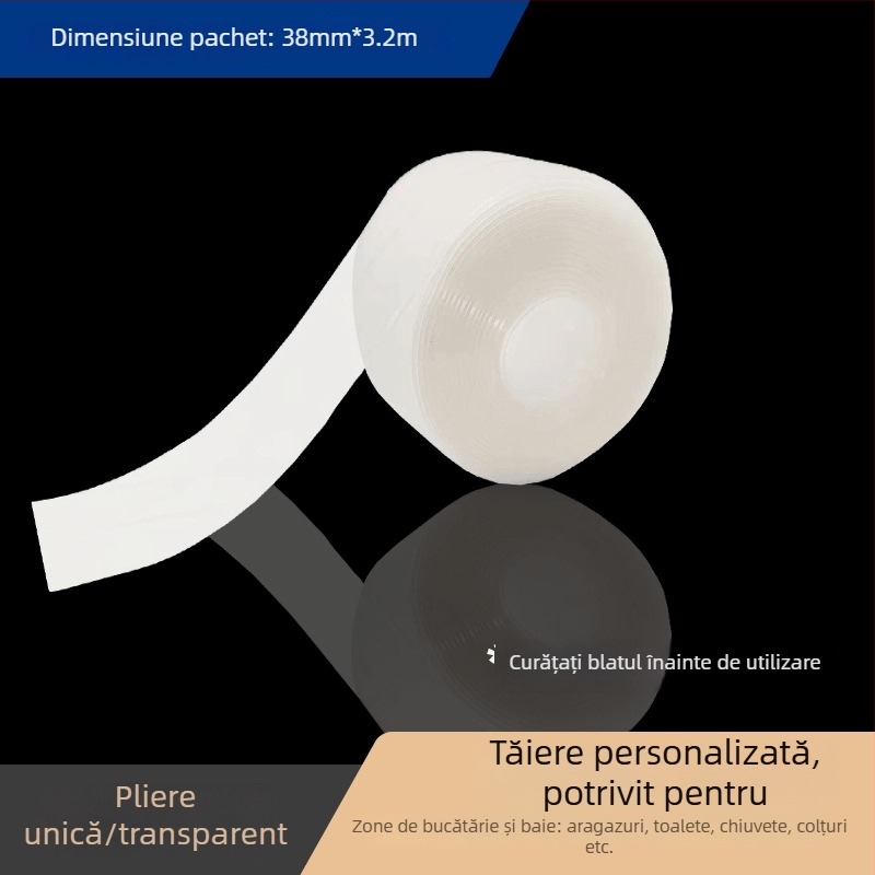 Bandă hidroizolantă de etanșare, rezistentă la mucegai, pentru chiuvete de bucătărie, băi și toalete