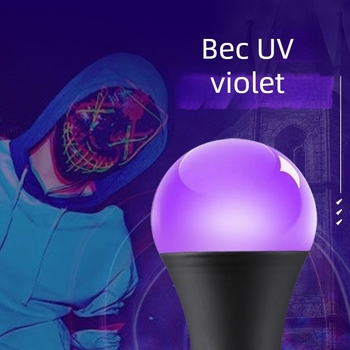 Bec UV 10W mov pentru decor de Halloween, 395 nm, 200 lm, fascicul 150°, bază E27, IP55