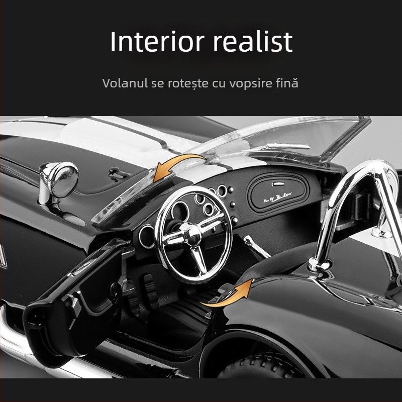 Jiaye 1:22 Cobra Cabriolet - Model de mașină din aliaj, cu sunet și lumină, jucărie cu tragere înapoi