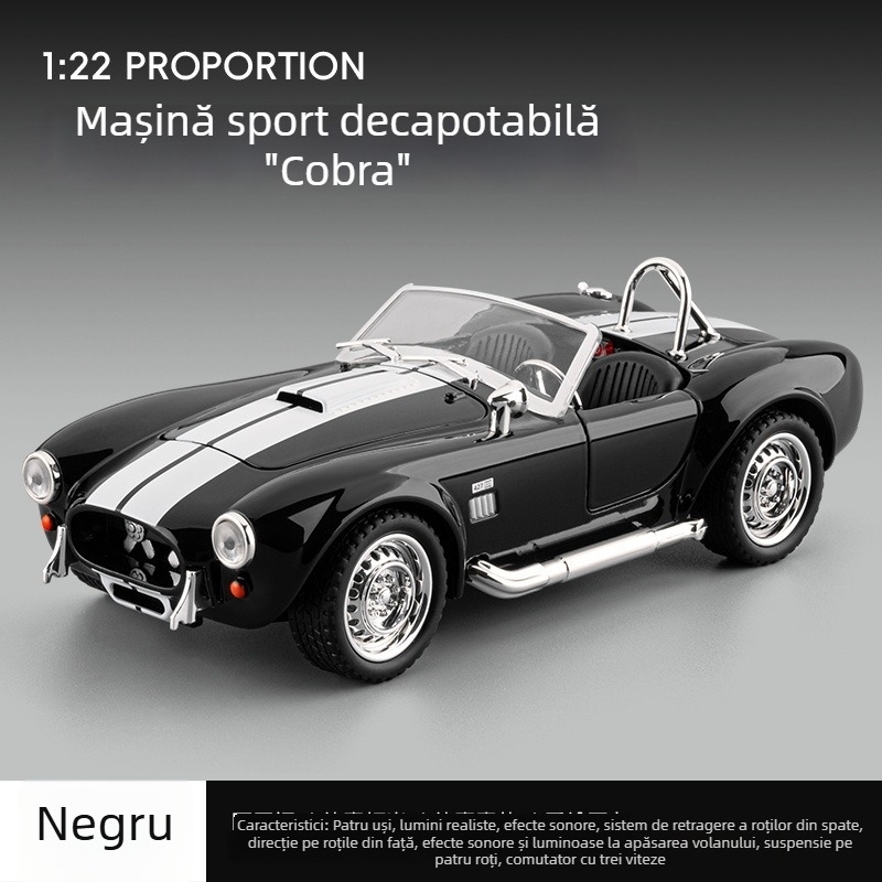 Jiaye 1:22 Cobra Cabriolet - Model de mașină din aliaj, cu sunet și lumină, jucărie cu tragere înapoi