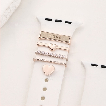  Cataramă decorativă în formă de inimă pentru curea din silicon Apple Watch, potrivire universală