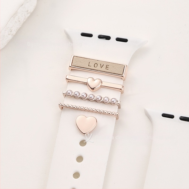  Cataramă decorativă în formă de inimă pentru curea din silicon Apple Watch, potrivire universală