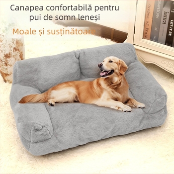 Pat din pluș mare pentru animale de companie, pentru câini și pisici, cu blană de iepure