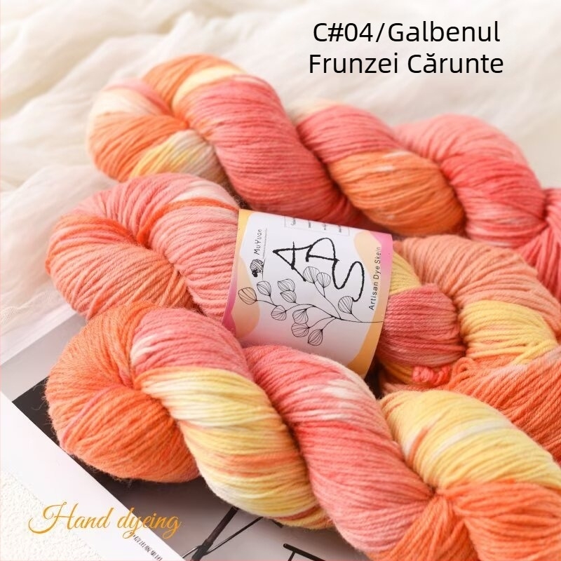Fire de lână vopsite manual, grosime medie, 100 g, pentru croșetat – pălării, eșarfe, pulovere, jachete