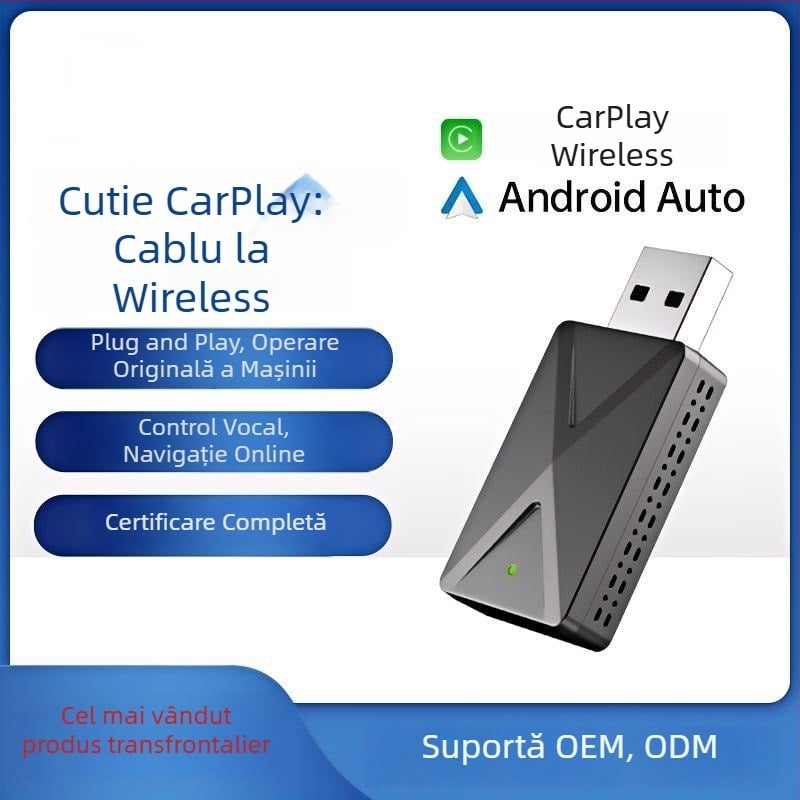 Cutie USB CarPlay, trecere de la cablat la CarPlay wireless, două în una, oglindire Android pentru autoturism
