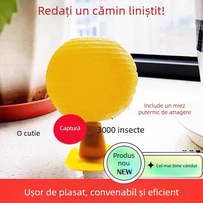 Capcană pentru muște de fructe, pentru interior, pentru insecte zburătoare mici, cu bilă lipicioasă