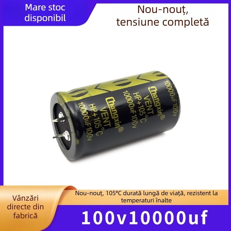 100V 10000 mF condensator electrolitic cu durată lungă de viață pentru amplificator de putere și filtru audio, tip corn, dimensiuni 35×60